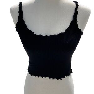 Casual Sexy Violet Moon Black Ribbed Cropped Summer Tank